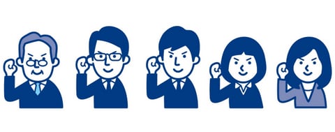 ガッツポーズをする5人のイラスト